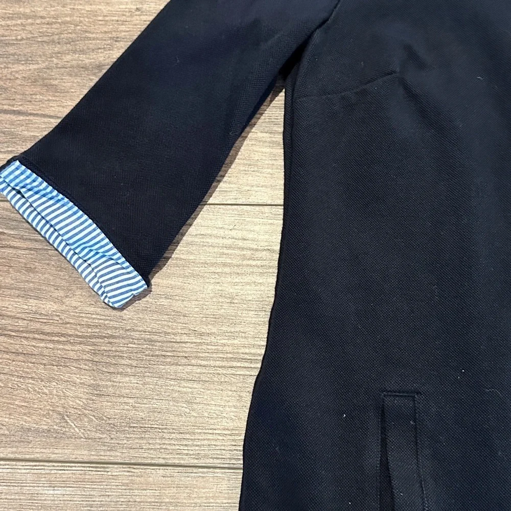 Talbots Small Petite Navy Blue Oxford with Blue Striped Layered Look Shirt Dress